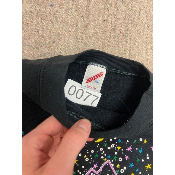 Vintage Coyote Ski Club Sweatshirt Mens Large Black 1980s - Picture 5 of 8